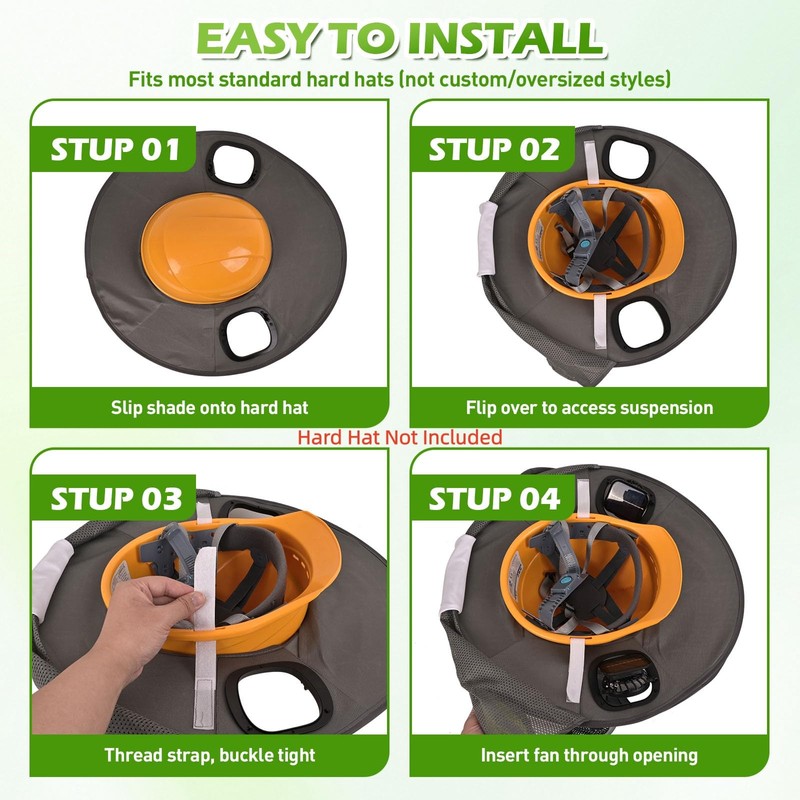 Hard Hat Sun Shade with Solar Fans Compatible for Milwaukee/Studson/Klein