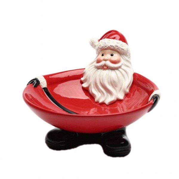 Cosmos Gifts Ceramic Santa Candy Bowl, 3-5/8-Inch,8 ounces,Red