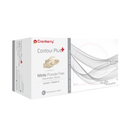 Cranberry USA Cranberry Contour Plus White Nitrile Exam Gloves, Pack of 100, X-Large, Lanolin & Vitamin E, 3.0 Mil