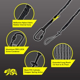 BearTOOLS Long Reach Extended Tool Safety Lanyard – Safety Fall Protection – Aluminium Screw Lock – Twin Locking Attachments - Ultra-Sturdy (Black 3PK)
