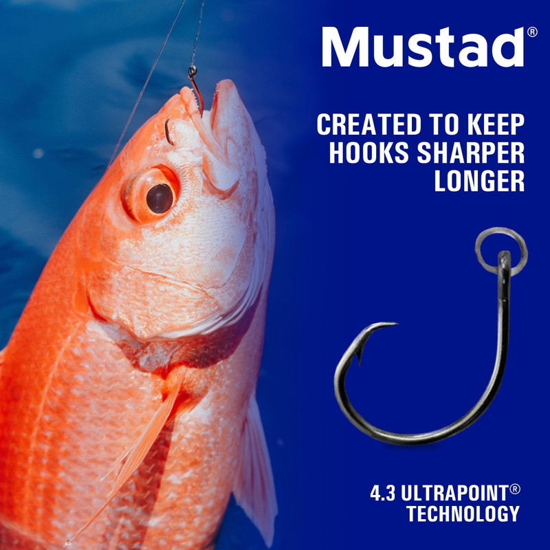 Mustad Ringed Demon Offset Circle 4X Strong Hook (25 Pack),