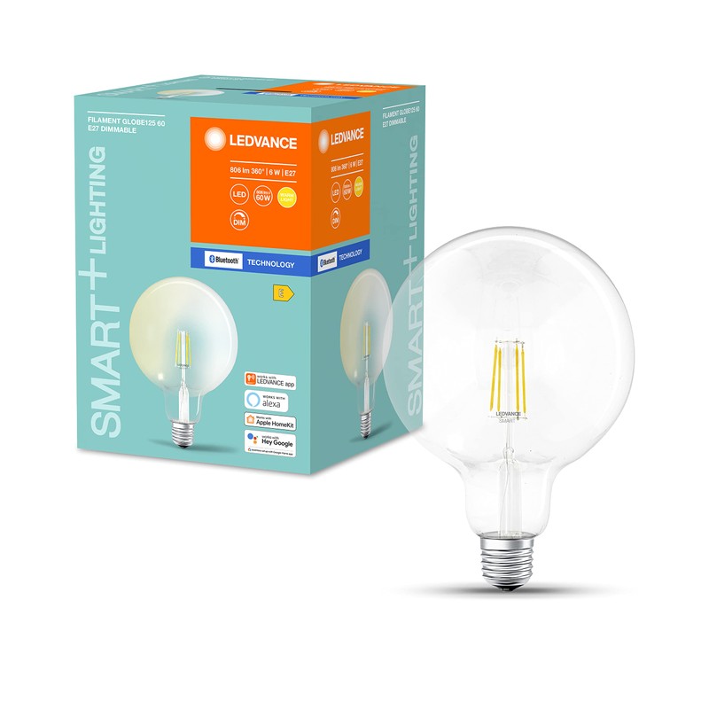 LEDVANCE Smart Led Lamp With Bluetooth, Filament Globe, E27, Dimmable,