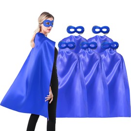 ADJOY Superhero Capes and Masks for Adults Teenagers Men & Women - Dress Up Superhero Party Costumes for Team Building (Blue * 5 Sets)
