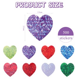 Acooruiteng 500 Pcs Heart Stickers 1 Inch Love Stickers Heart Sticker Glitter Heart Stickers Decorative Labels for Birthday Party Decoration,Wedding,Award Charts,Classroom Teacher Supplies