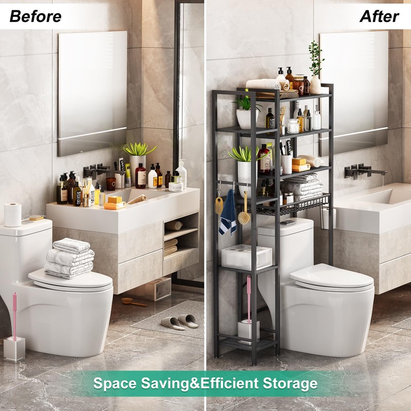 Kalrin 8-Tier Over The Toilet Storage with Side Rack, Over