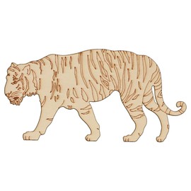 10x Wooden Tiger Walking Side Huntig Craft Shape 3mm Ply Safari Animals(6 x 12cm,No Hole)