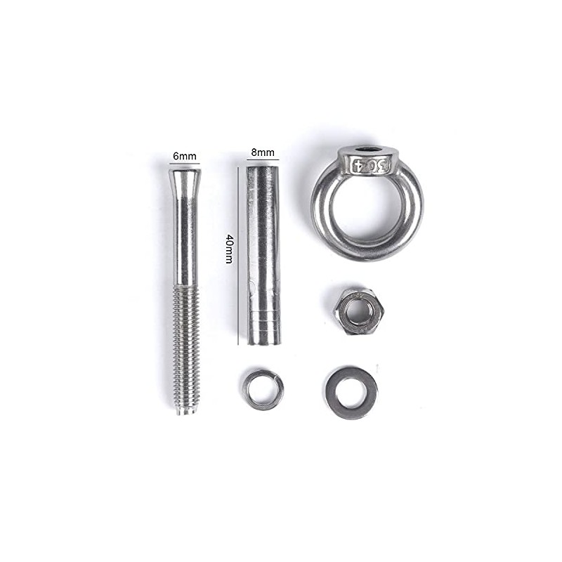 6 Pcs M6x60mm Expansion Bolt, 304 Stainless Steel Ring Lifting