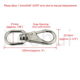 Stainless Steel 304 Swivel Eye Snap Hooks Size2#(M6) Marine Clips Flag Snap Spring Pet Buckles （Pair）