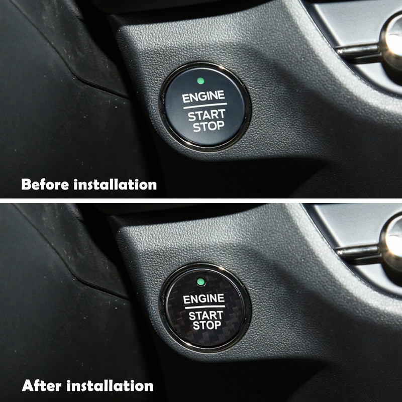 QianBao Compatible with Carbon Fiber Start Stop Button Cover Car