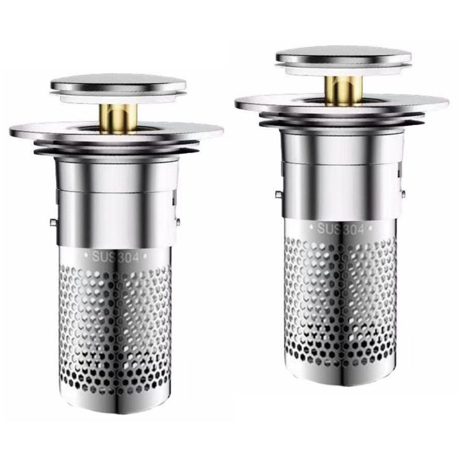 Pack of 2 Sink Plugs for 34-40 mm Drain Drain Plug Sink with Hair ...
