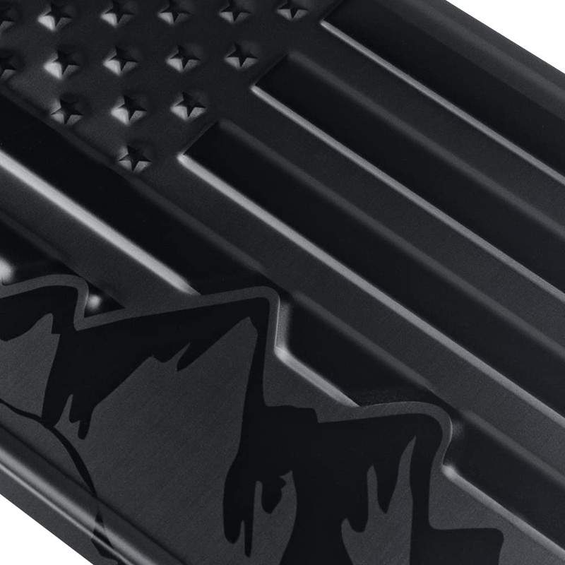 American Flag with Mountains License Plate. Embossed 3D Aluminum (Black