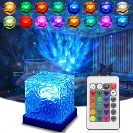 Wave Lamp Table Lamp LED Bedside Lamp Ocean Waves LED Galaxy Star Projector Lamp, 16 Colours Starry Sky Projector, Starlight Projector Lamp with Remote Control, USB Charging