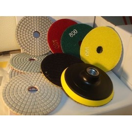 Toolsmart Diamond Polishing Pads 4 inch Wet/Dry 15 Piece Set Granite Stone Concrete Marble