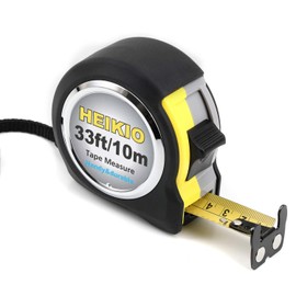 HEIKIO Measuring Tape 33 Feet(10M), Double-Sided Metric and Inch Scale with Fractions, Retractable Tape Measure with Double Stop Buttons and Magnetic Hook