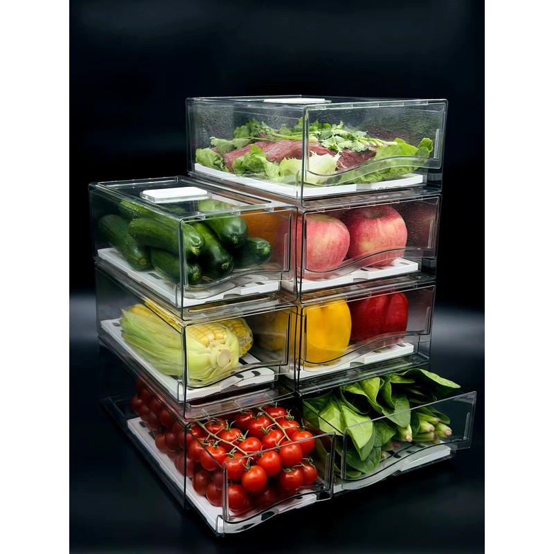 Femoliyes Refrigerator Organizers and Storage Drawer, Stackable Fruit Storage Containers