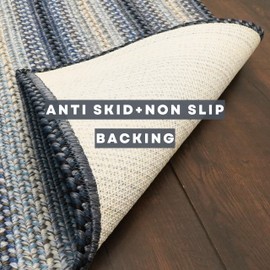 Homespice Blue Oasis Braided Runner Rug Blue, Ideal as Non Slip Bedroom Rug Runner and Entryway Runner Rugs Indoor and Outdoor Use Water Absorbing and Washable Braided Blue Runner Rug 27x72 Inches