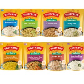 Tasty Bite Rice Variety Pack, 8 Flavors, Basmati, Jasmine, Brown, Sticky, Coconut, Turmeric, Thai Lime, Garlic