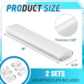 BBTO 1 Pcs 6.75 x 36 x 2.25 Inches Boat Bolster Cushions PU Boat Coaming Bolster Pad with Stainless Steel Mounting Clips Leaning Post Backrest for Rest During Long Voyages and Fishing