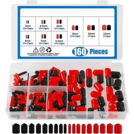 Terminal Protection Caps Screw Protectors Round Pipe End Caps PVC Caps Bolt Thread Protector Safety Caps Hose End Caps Wire, Metal End Sleeves 9 Sizes (160 pcs)