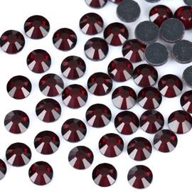 4320Pcs SS10 Dark Red Hotfix Rhinestones Crystal Glass Gemstones for Clothes Fabric Shirts Crafts Glitter Decoration Flat Back Round (2.8MM Bulk)