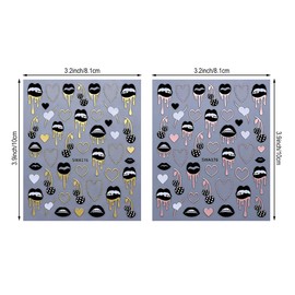 2 Sheets Valentine's Day Nail Art Stickers Pink Love Heart Nail Decals Self-Adhesive Rose Lip Kiss Nail Supplies Acrylic DIY Manicure Decorations for Women Girls