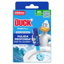 Duck Fresh Discs Base per Dischi Gel Igienizzanti WC, Fragranza Marine, Confezione da 1 Applicatore e 6 Dischetti