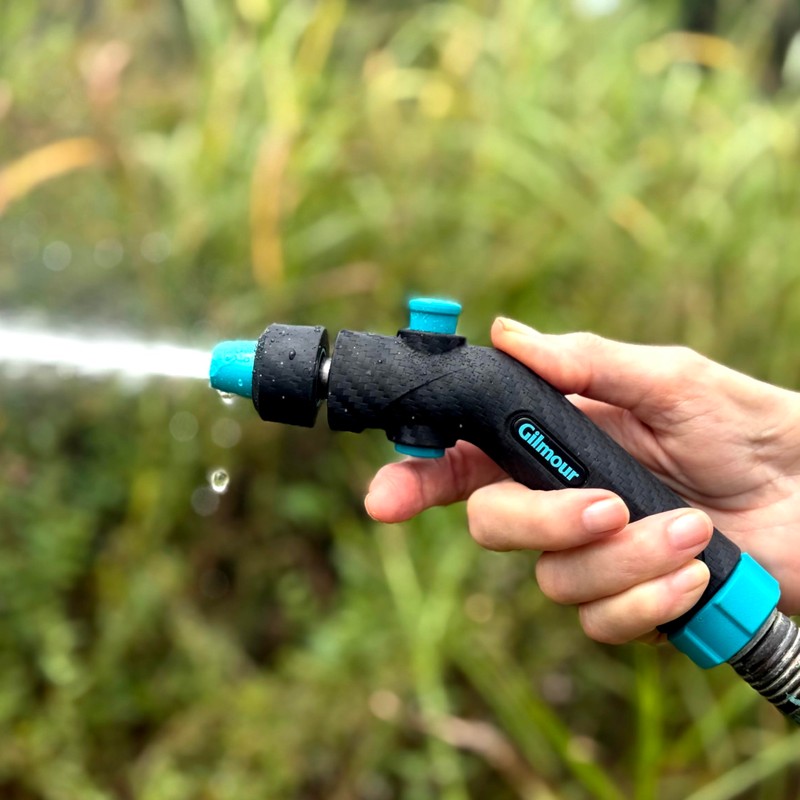 Gilmour Adjustable Button Control Hose Nozzle, Graphite Metal, Swivel Connect,