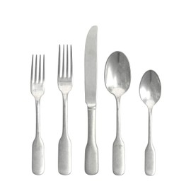 Fortessa Ashton Antiqued Flatware 5 Piece Place Setting, Stainless Steel
