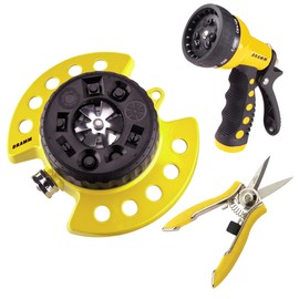 DRAMM Watering and Tool Set Includes 9-Pattern Revolver Spray Gun, 9-Pattern ColorStorm Turret Sprinkler, and Colorpoint Compact Shear, Yellow
