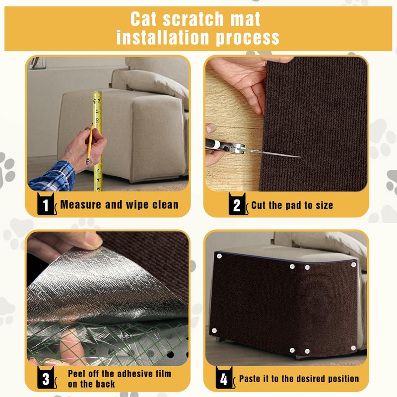 Cat Scratch Mat, 3PCS 39.4"x11.9" DIY Trimmable Self-Adhesive Cats Scratching