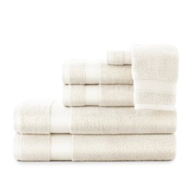 Peacock Alley Diamond 6 Piece Towel Set - Luxurious 100% Long-Staple Turkish Cotton - Soft, Absorbent & Fast Drying, Ivory