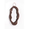 Handcrafed Rustic Wood Framed Wall Mirror, Wavy Irregular Oval Shape