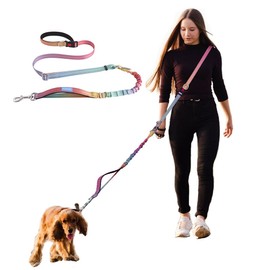 PUKAKO Dog Leash Waist Belt Shoulder Hands Free Dog Leash Slips On The Back Training Leads Macarons