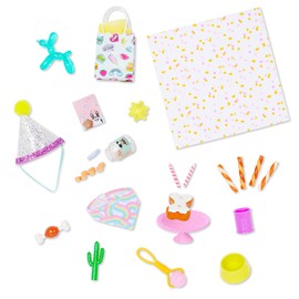 Glitter Girls Doll Accessories - Cuddly Toy Dog Birthday Accessory Set with Party Hat, Decoration and More - Accessories for 36 cm Dolls, Dollhouse Doll Furniture Toy for Children from 3 Years