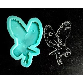 Shiny Constellation OWL Etched SILICONE Mold - Resin Clay - Galaxy DIY Charms