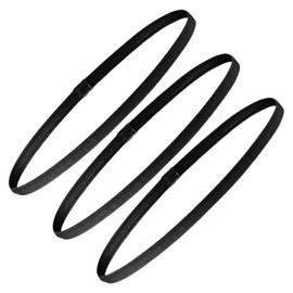 Pack of 3 Men's Sports Hair Bands, Elastic Hair Band, Non-Slip, Black, for Gym, Hockey, Football, Tennis, Yoga, Running