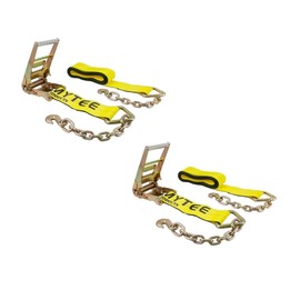 Mytee Products 4 in. x 30 ft. Ratchet Tie Down Straps with Chain Anchor 5400 Lbs WLL Flatbed Trailer Tie Down (2 Pack)