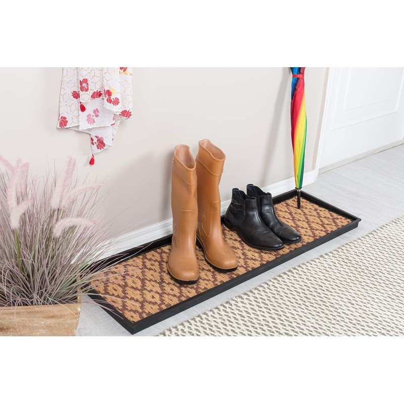 Anji Mountain Rubber Boot Tray with Coir, Fits 4 Pair