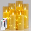 Yeelida Gold Flameless Candles with Remote and String Light, 2.2"x