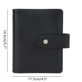 A7 Planner Binder Macaron Black PU Leather Notebook Binders Snap Button Closure Loose Leaf Budget Binder for A7 Refills Sheets Cash Budget Envelopes System File Folders (A7, Black)