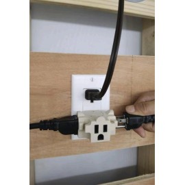 Smart Electrician 3-Way Splitter Adapter Beige Three Prong Ground Tri-Tap Triple Wall Outlet