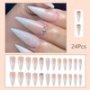 24Pcs Stiletto Press on Nails Long Almond Glossy Fake Nails