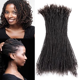 Originea 8-18 Inch Thickness Curly Tips Interlocked sisters Locs 100% Real Human Hair Micro loc Extensions Permanent Dreadlock Extensions Natural Looking Locs (1B# 0.1cm, 10 Inch 120 Strands)