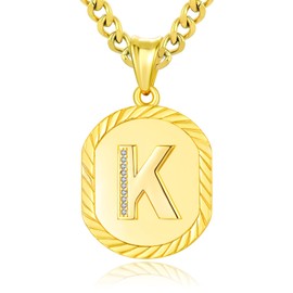 ADMETUS Initial Letter Pendant Necklace for Men Women Sterling Silver Letter K Pendant Necklace Gold K Initial Necklace Jewellery Gifts for Men Women