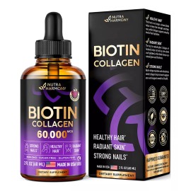 Nutra Harmony Cabello Asombroso Biotina Con Colágeno 60,000mcg 60ml Sabor S/n