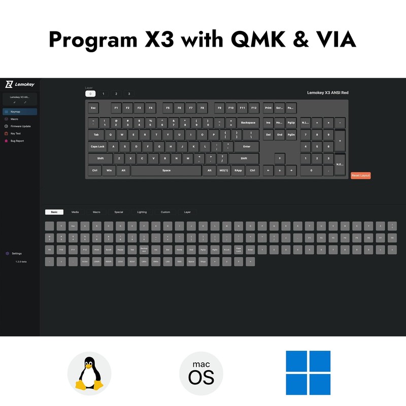 LEMOKEY X3 Wired Mechanical Gaming Keyboard, 100% Layout with QMK/VIA