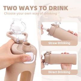 chunmo 20 oz Glass Water Bottle with Straw Reusable Water Bottle with Non-Slip Silicone Sleeve Wide Mouth Leak-Proof for Coffee, Tea and Water,BPA-free, Dishwasher Safe