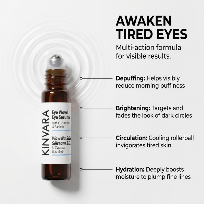 Kinvara Natural Caffeine Eye Roller for Dark Circles and Puffiness