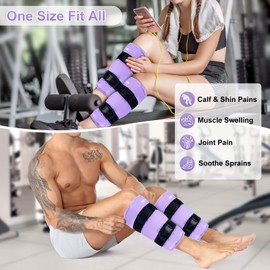 SuzziPad 360° Cold Pack for Calf, Shin, Arm & Elbow – Ice Wrap with Dual-Cover Design, Adjustable Velcro Straps, Leakproof & Reusable Cold Compress for Post-Workout Recovery (2 Packs), Purple