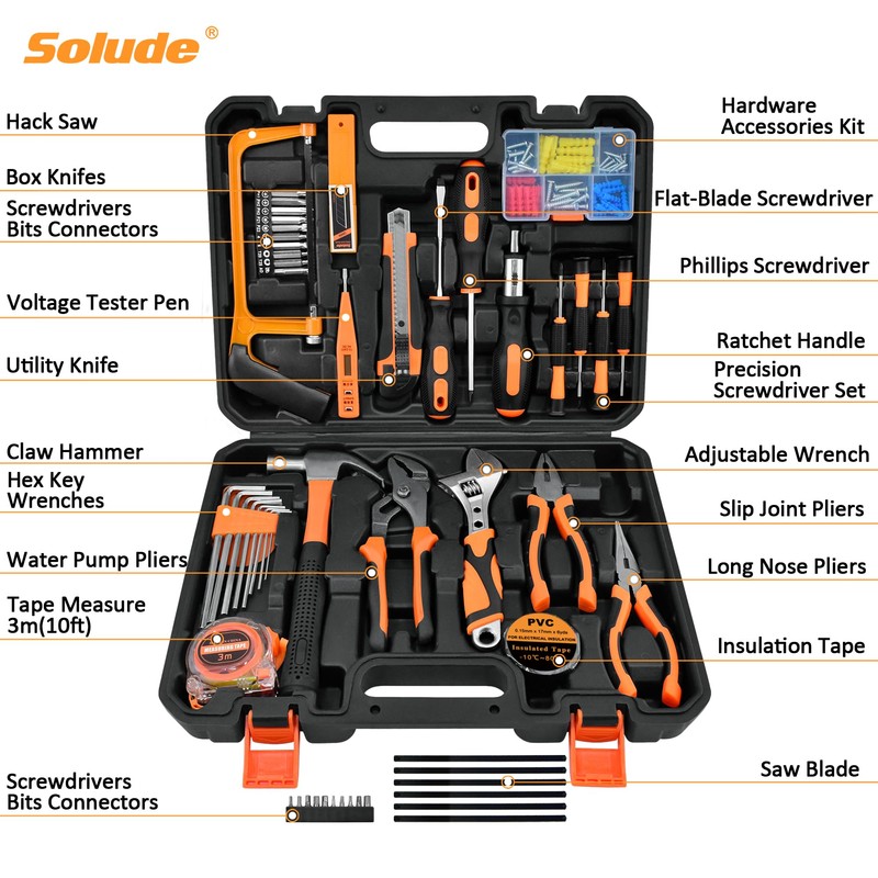 SOLUDE Tool Set,148-Piece Home Repair Tool Kit for Men Women